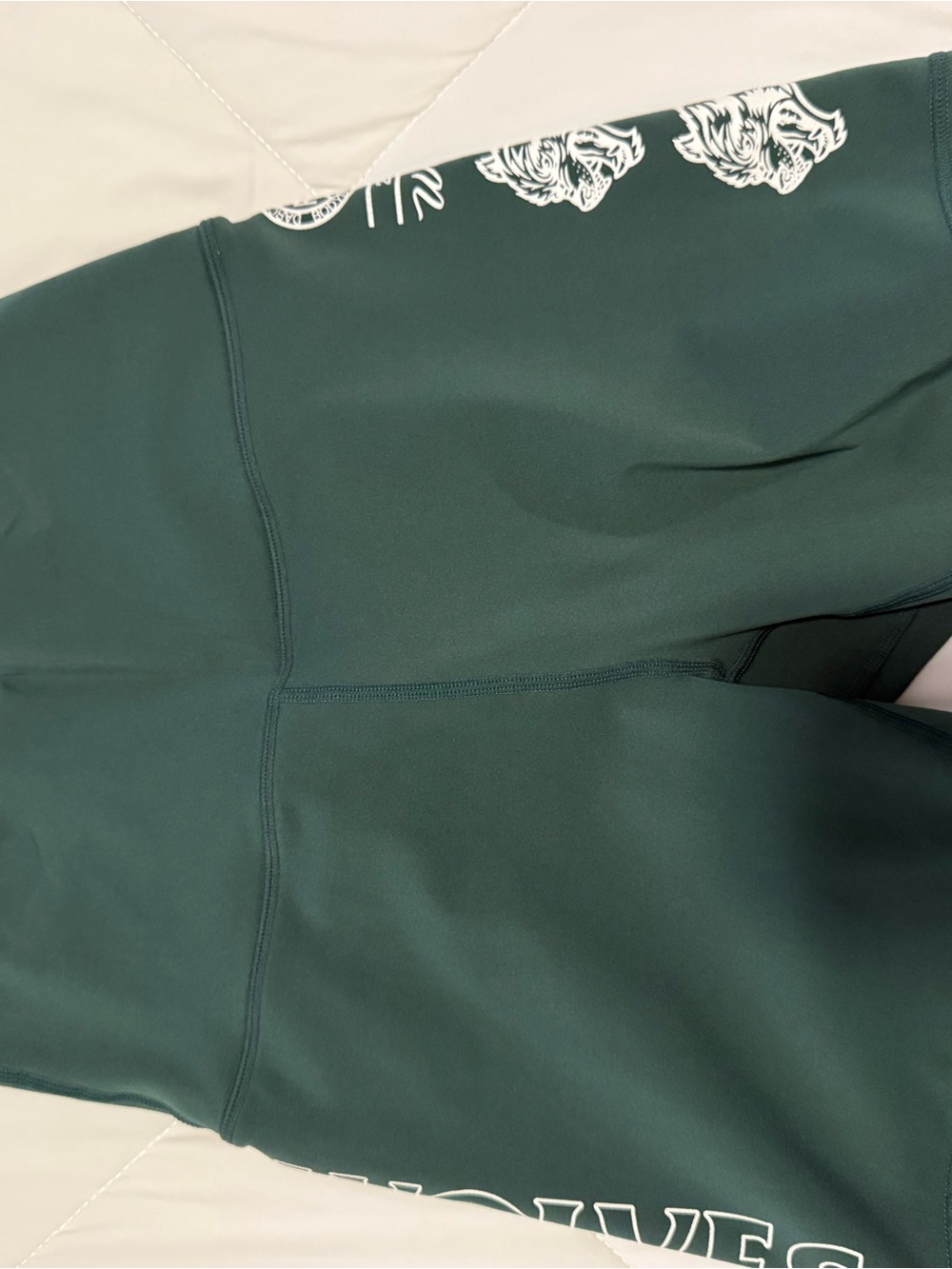 Darc Sport Dark Green Athletic Bike Shorts with White Print
